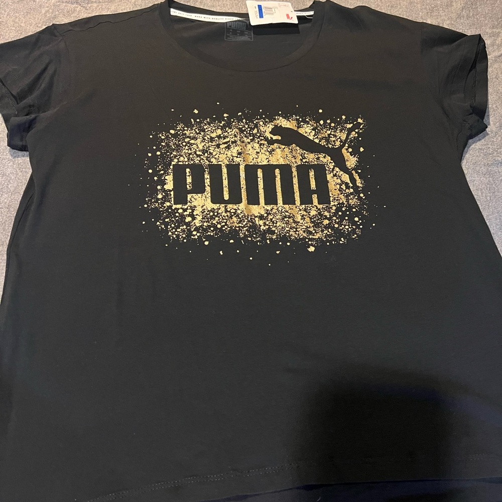 Puma black t shirt with gold print
